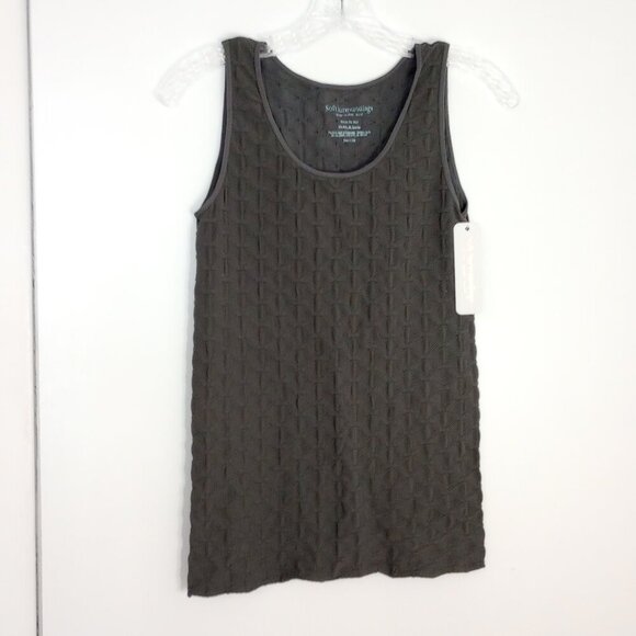 Soft Surroundings Grey Lattice Sleeveless Stretch Tank Top - Picture 1 of 9